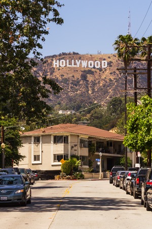 Los Angeles, CA, USA - may 2013: View of Hollywood sign located on the hills area of Mount Leeのeditorial素材