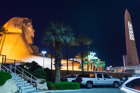 Las Vegas, NV, USA - 13th July 2013: The sphinx and the obelisk in front of Luxor Hotel and Casino.のeditorial素材