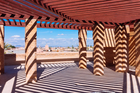 Porch with a city view in a sunny day of summer,Morocco.の写真素材
