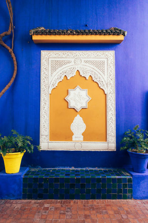 Close-up pose of the wall from Jardin majorelle.のeditorial素材