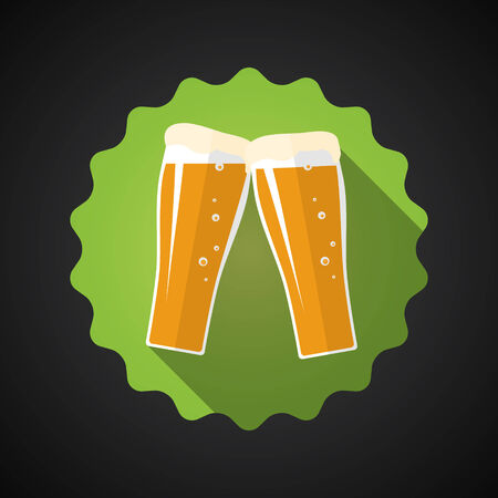 Illustration of Glass of Beer Flat Long Shadow Iconのイラスト素材