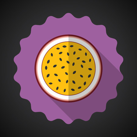 Illustration of Marakuja Passion Fruit Flat Icon with long shadowのイラスト素材