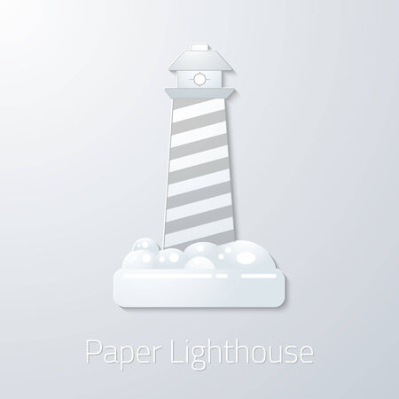 Illustration of Travel Paper Lighthouse flat vector iconのイラスト素材