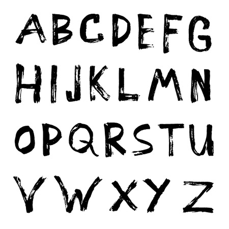 Illustration of Grunge Handmade Calligraphy Watercolor Font Texture Ink Alphabet ABCのイラスト素材