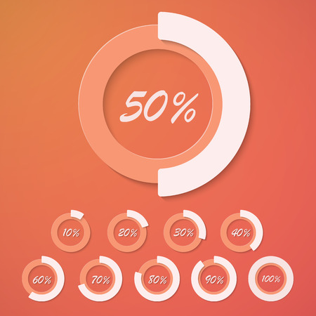 Illustration of Set of Infographic Diagram Percent Circles, Discount Sale Badges for web promotion, presentations etcのイラスト素材
