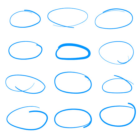 Illustration of Handdrawn Vector Sketch Circle Set, could be used as Speach Bubble, Highlighterのイラスト素材