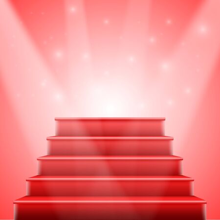 Illustration of Red Stairs to Stage with Stage Lightsのイラスト素材
