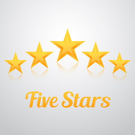 Illustration of Set of Gold Stars Icon. Five Stars Icon Template. Best Rating Gold Star Iconのイラスト素材