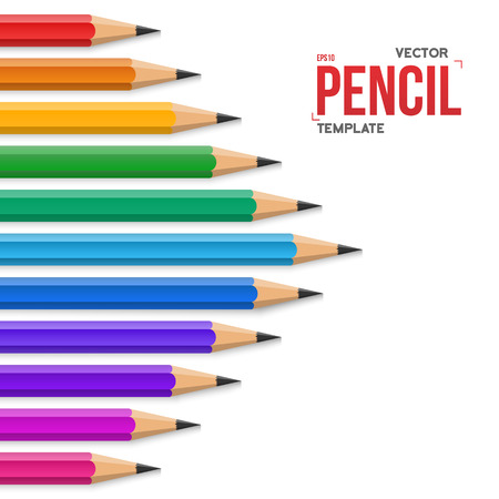 Illustration of Photo realistic Colorful Graphite Office Pencil Isolated on White Background Templateのイラスト素材