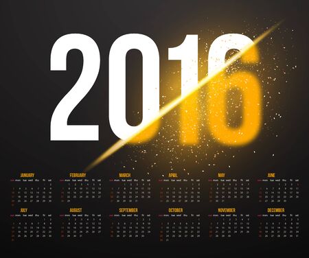 Illustration of New Year 2016 Calendar with Explosion Effectのイラスト素材