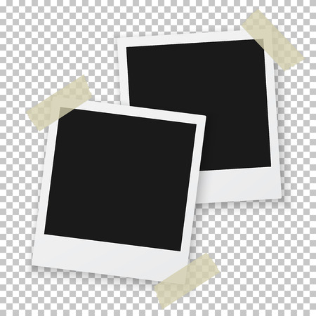 Illustration of Vintage Photo Frame Sticked on Duct Tape to Backgroundのイラスト素材