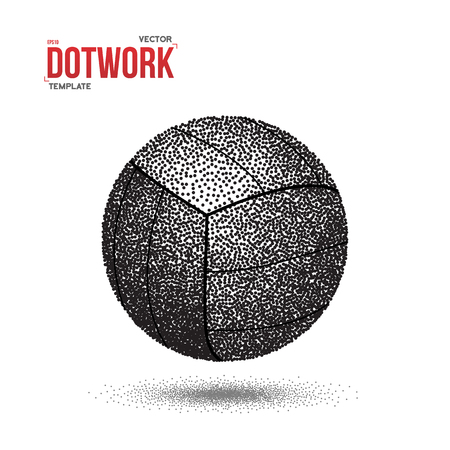 Illustration of Dot work Volleyball Sport Ball Icon made in Halftone Styleのイラスト素材