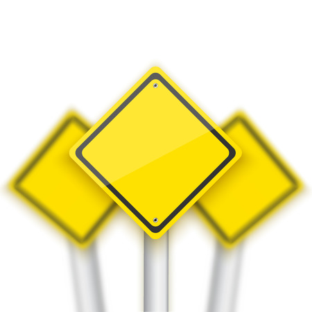Illustration of Vector Road Red Stop Sign with Blurred Signs Behind. Realistic Vector Isolated Road Sign with Shallow Depth of Field Photography Effectのイラスト素材