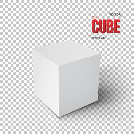 Illustration of Realistic Cube Template.Grey Paper Cube Isolated on Transparent PS Style Backgroundのイラスト素材