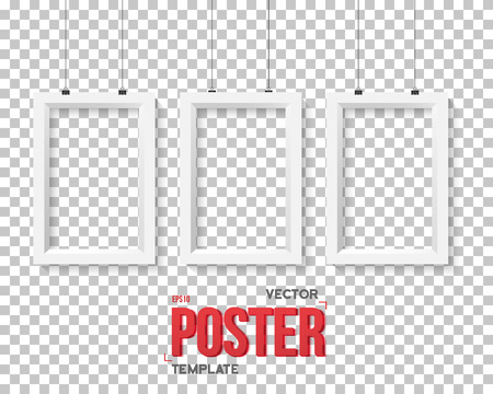 Illustration of Poster Frame Mockup. Realistic  Paper Horisontal Poster Isolated on PS Style Transparent Backgroundのイラスト素材