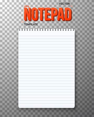 Illustration of Realistic Notepad Office Equipment. White Paper Notepad Isolated on Transparent PS Style Backgroundのイラスト素材