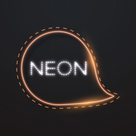 Illustration of Neon Frame Icon. Glowing Neon Sign Template. Realistic Vintage Bar Advertising Frameのイラスト素材