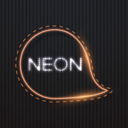 Illustration of Realistic Neon Quote Frame. Neon Sign. Glowing Vintage Neon Frame Templateのイラスト素材