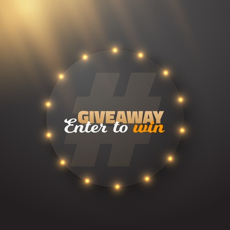 Illustration of Button Giveaway Competition Template. Realistic Button with Light Enter to Win Prize Conceptのイラスト素材