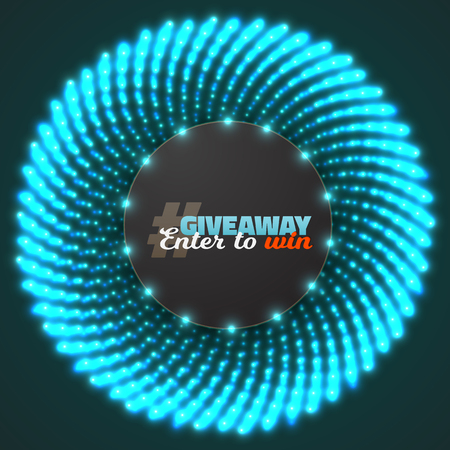 Illustration of Button Giveaway Competition Template. Realistic Button with Glow Light Enter to Win Prize Conceptのイラスト素材