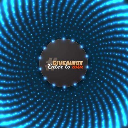 Illustration of Button Giveaway Competition Template. Realistic Button with Glow Light Enter to Win Prize Conceptのイラスト素材