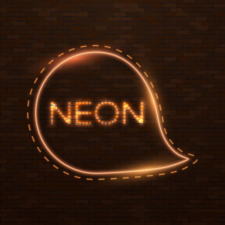Illustration of Realistic Neon Frame Icon. Vintage Neon Sign. Bar Advertising Retro Glowing Neon Frame Templateのイラスト素材
