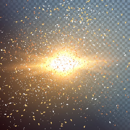 Illustration of Outer Space Exlosion Vector Effect. Confetti Particle Fragments with Vector Explosion. Happy Birthday Vector Confetti Dustのイラスト素材