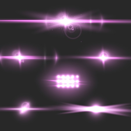 Illustration of Lens Flare Effect. Realistic Camera Lens Flare Setのイラスト素材