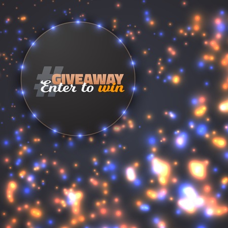 Illustration of Button Giveaway Competition Template. Realistic Button with Blurred Glow Light Enter to Win Prize Conceptのイラスト素材