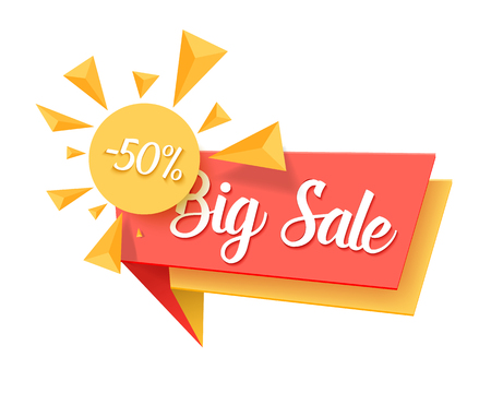 Illustration of Vector Sale Banner. Flat Bright Big Sale Sticker Tag Template Isolatedのイラスト素材