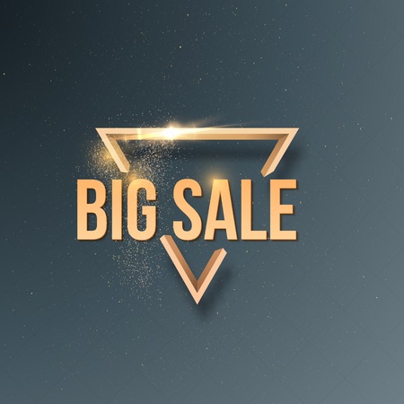 Illustration of  Sale  Template. Big Sale Sticker with Gold Glitter Effectのイラスト素材