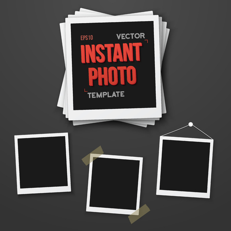 Illustration of Photo. Blank Vintage Photo Frame Mockup Setのイラスト素材