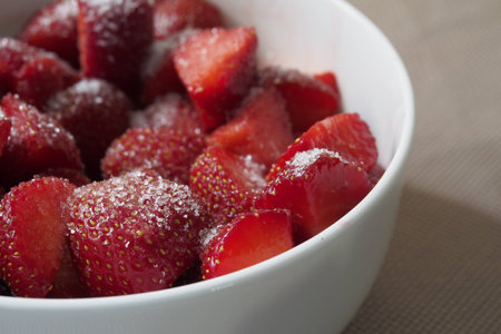 Strawberries with sugarの写真素材