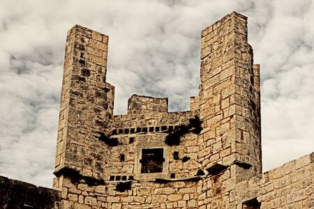 Vintage castle detail with noise