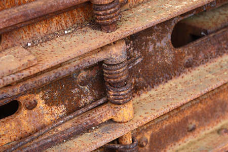 Close up old machine part covered by rust