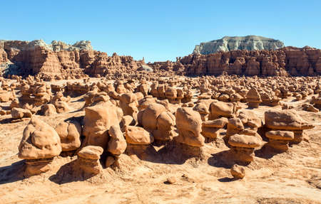 The rock hoodoos of Goblin Valley State Park in Utah.の写真素材