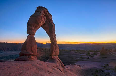 Delicate Arch at Arches National Park in Utah. Taken at dusk / twilight.