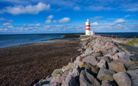 GarÃ°ur lighthouse, located in southwestern Iceland.