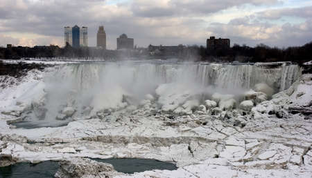 Niagara Falls during the winter; American side.の写真素材