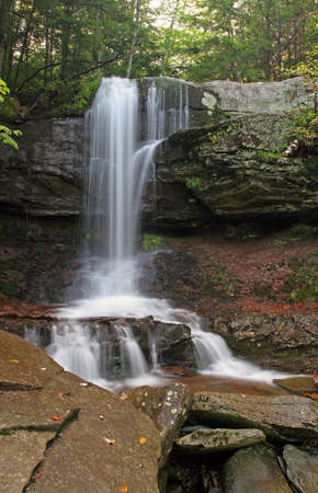 A long exposure of small waterfall in the Catskillsの写真素材