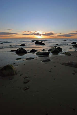 A colorful beach sunsetの写真素材