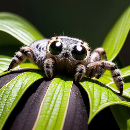 A closeup macro portrait of a spider.の素材