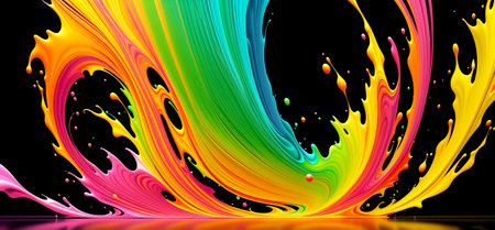 Abstract vibrant paint splash background artwork . Created with Generative AI.の素材