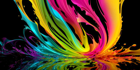 Abstract vibrant paint splash background artwork . Created with Generative AI.の素材