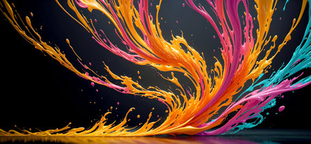 Abstract vibrant paint splash background artwork . Created with Generative AI.の素材