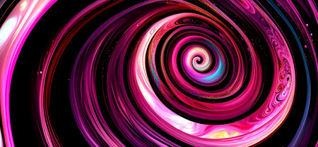 Ultra-wide abstract vibrant fuchsia and pearl white swirls background artwork . Created with Generative AI.の素材