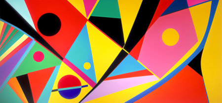 Abstract artwork of vibrantly-colored shapes . Created with Generative AI.の素材