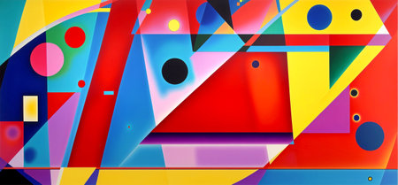 Abstract artwork of vibrantly-colored shapes . Created with Generative AI.の素材