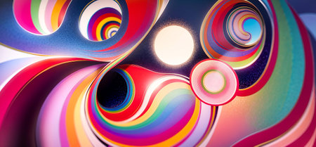 Abstract artwork of vibrantly-colored shapes . Created with Generative AI.の素材