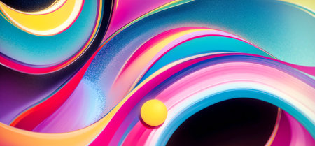 Abstract artwork of vibrantly-colored shapes . Created with Generative AI.の素材